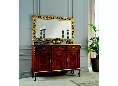 Design nábytek styl Baroko 2dílná komoda zrcadlo dřevo Italský styl designér.