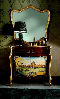 Italský komodní stolek s ručně malovaným nátěrem luxusní skříně Sideboard Italské dřevo