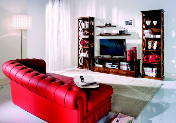 Luxusní 5dílná sada pro obývací pokoj televizní stojan 2 knihovny 2 police Nábytek Police