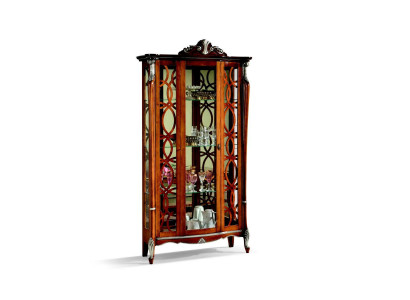 Italský nábytek Luxus Design Dřevo Klasický Barokní Regál Skleněná skříň Vitríny