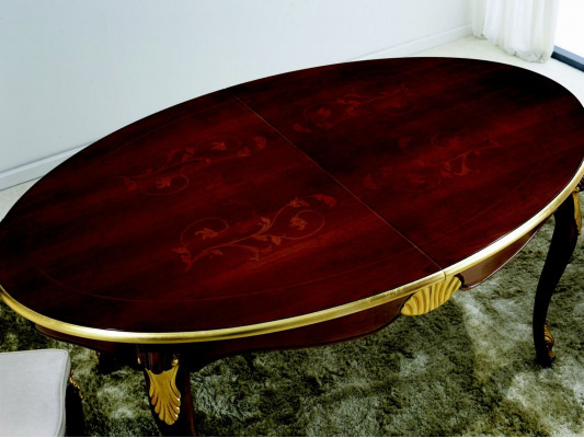 Ovalní stůl Italské nábytkářství Luxusní jídelní stůl Jídelna Dřevo Klasický styl