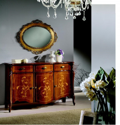 Nábytek styl Baroko, 2dílná sada Luxusního dřeva Italský luxusní nábytek Komoda.