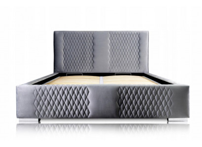 Šedá manželská postel Moderní Elegantní postel s polstrováním látky Ložnice Moderní Nová