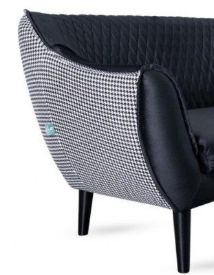 Pohovka 2M Černá Moderní Obývací Pokoj Luxusní Design Dřevo Nábytek Potah Látka