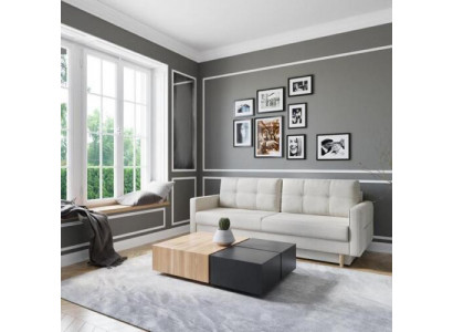 Pohovka 3místná bílá pohovka obývací pokoj moderní design polstrovaný látkou luxus nový.