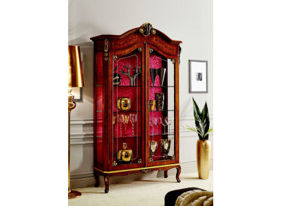 Vitrína Dřevo Skříň Skleněné Skříně Italský Stůl Nábytek Kredenc Police Baroko