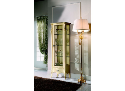 Klasický nábytek Italský nábytek Dřevo Beige vitrína Elegantní vitrínová skříň Nová
