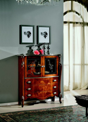 Luxusní nábytek Dřevo Sklo Styl Baroko Skříň Komoda Skříně Designer