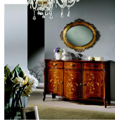 Design nábytek Styl Barok Komoda Skříň Hnědý Design Luxus Dřevo