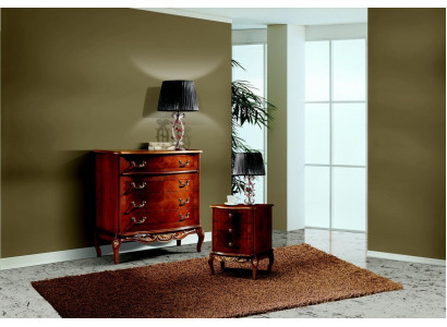 Luxus Italský nábytek Velká komoda skříň se 4 šuplíky Dřevo Hnědá.
