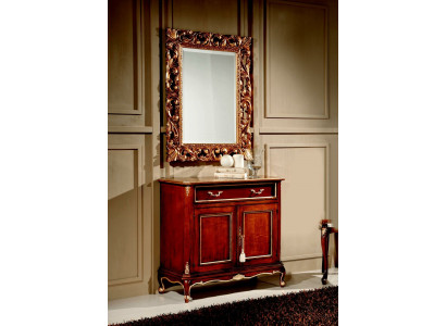 Dřevo Italský nábytek 2 kusy set Nábytek Barokní styl Luxusní komoda se zrcadlem