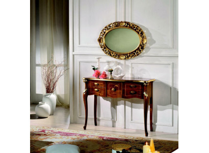Dřevo Italský nábytek Styl Baroko Luxus Konzolový stolek Zrcadlo Komoda 2 dílná sada Nové
