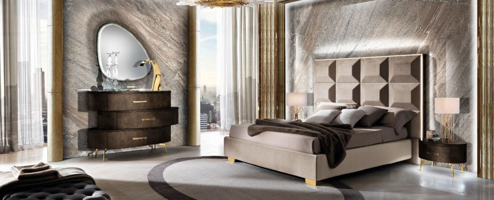 Design Modern Luxury Bedroom Nightstand Beds Bed 3-piece Bedroom Set   Dizajn Moderní Luxusní Nocní Stolek Postele Postel 3-dílná Sada Ložnice