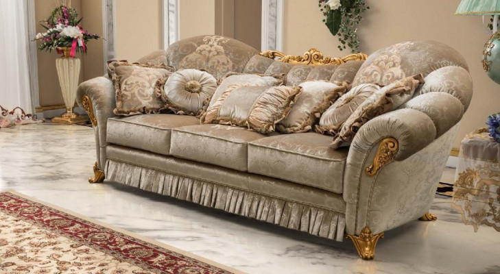 Sofa Návrh Třímístná Pohovka Polštář 3-Místná Pohovka Pokoj Nábytek Beige Pohovky látkové
