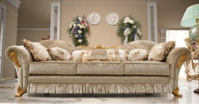 Sofa Návrh Třímístná Pohovka Polštář 3-Místná Pohovka Pokoj Nábytek Beige Pohovky látkové