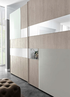 Šatník s posuvnými dveřmi, zrcadlo, skříně, ložnice, Italský nábytek