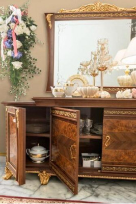 Sideboard se zrcadlem skříň nábytek komody hnědá nová