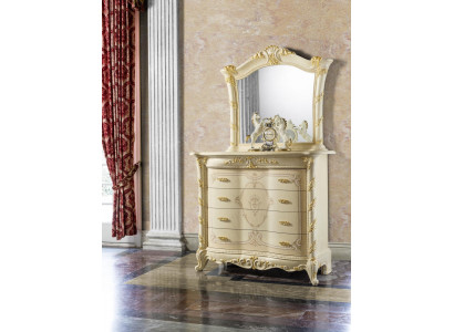 Komoda s zrcadlem Italský nábytek 2 kusy Masivní dřevo Komoda Sideboard