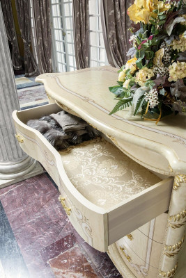 Komoda s zrcadlem Italský nábytek 2 kusy Masivní dřevo Komoda Sideboard