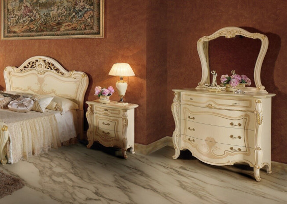 Design nábytek Skříň Skupina Nový Luxus 2dílná Komoda Zrcadlo Dřevo Sada Klasický