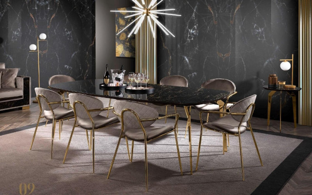 Luxusní jídelní stůl Moderní jídelna Kuchyňský jídelní stůl Designový stůl Sklo 250 cm XXL
