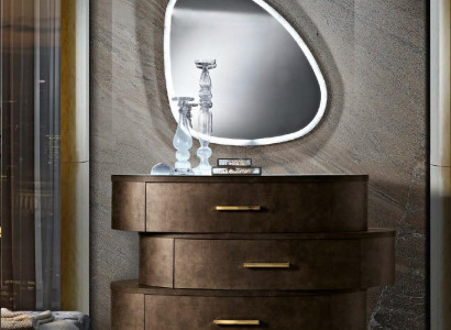 Komoda se zrcadlem Komody Šatní skříň Ložnice Skříň Dřevo Moderní Design Hnědá Sada