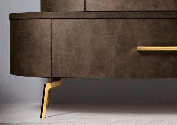 Komoda se zrcadlem Komody Šatní skříň Ložnice Skříň Dřevo Moderní Design Hnědá Sada