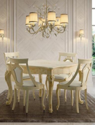Stoly Rozkládací jídelní stůl Klasický design Stůl Italský nábytek Dřevo Jídelní