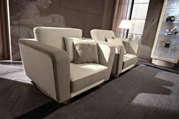 Křeslo luxusní design Italský nábytek židle Design textil Obývací pokoj Pohovka Nový