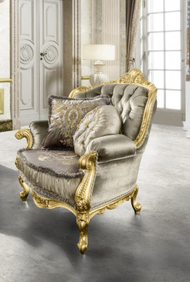 Křeslo Relax Látka Lounge Club Polstrování Design Pohovka Sedadlo Luxus Zlato Nové