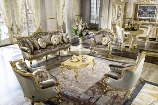 Křeslo Relax Látka Lounge Club Polstrování Design Pohovka Sedadlo Luxus Zlato Nové