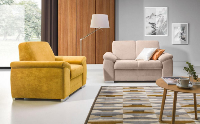 Sofa set s čalouněním ze textilie látky, 2+1místná sestava ze textilní látky.
