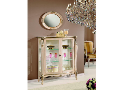 Nábytek Dřevo Styl Baroko Vitrína Skleněná Vitrína Komoda Skříně Italský.