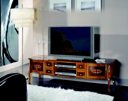 Design Sideboard TV Lowboard RTV Skříň Stůl Obývací pokoj Dřevěný nábytek Barokní styl Nový