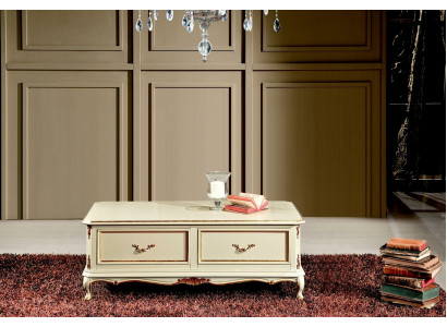 Dřevo Italský nábytek Barokní styl Luxus Bílý Konferenční stůl Obývací pokoj Stůl Nový