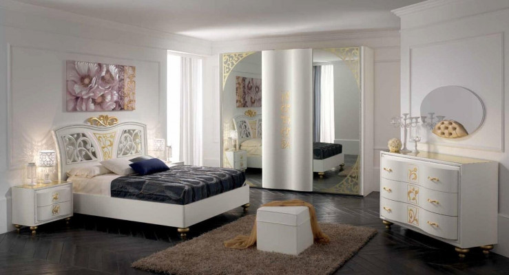 Postel Luxus Moderní Postele Rámy lůžka Dvoulůžko Dřevo Posteľové rámy Spálňa Biela