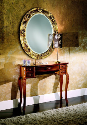 Italský nábytek 2 dílný set Sekretář se zrcadlem Dřevo Pravé dřevo Barokní styl