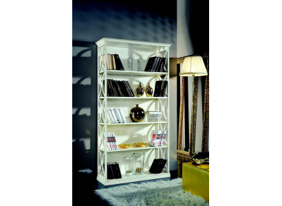 Design Luxus Knihovny v bílé barvě s klasickým stylem a italským dřevěným skříněm.