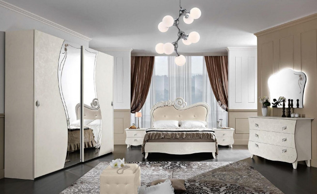 Šatníky Italský nábytek Masivní zrcadlo 2 kusy Komoda Sideboard Skříň Dřevo