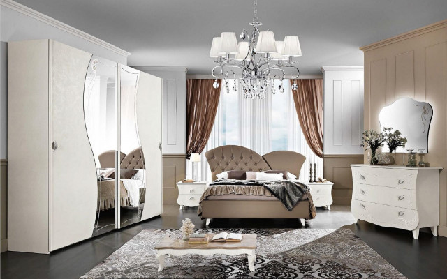 Šatníky Italský nábytek Masivní zrcadlo 2 kusy Komoda Sideboard Skříň Dřevo