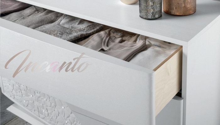 Komoda s zrcadlem dřevěné komody nábytek skříň ložnice bílý kredenční nový