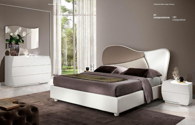 Luxus dvoulůžkové postele Bed White Double Bed Leather Wood Modern Design New