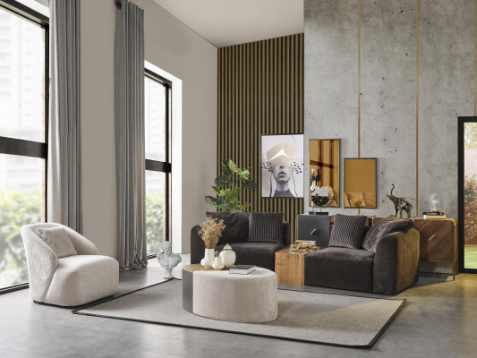 Sedadlová souprava 4místná křeslo Čtyřmístná pohovka Moderní Černá Látka Nová