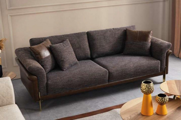 Sofa set Sofa 3-sedadlová sedačka šedá křeslo obývací pokoj nábytek luxusní design