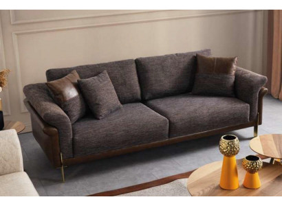 Sofa set Sofa 3-sedadlová sedačka šedá křeslo obývací pokoj nábytek luxusní design