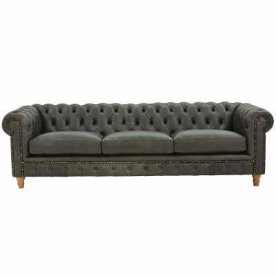 Design Pohovka z kůže - Chesterfield potahy, trojsedačka 240cm Nová