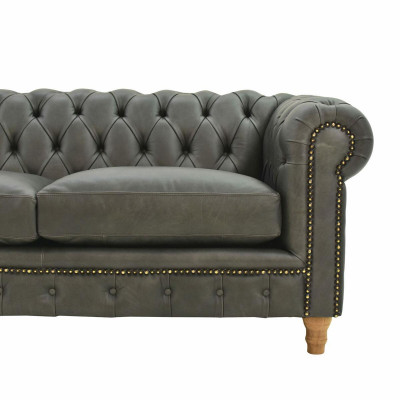Design Pohovka z kůže - Chesterfield potahy, trojsedačka 240cm Nová