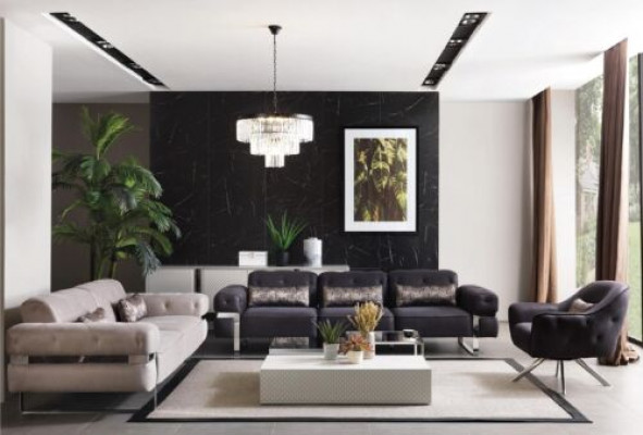 Sofa set 431 sedadla 3x konferenční stolky sedací souprava designových stolů 6 ks.