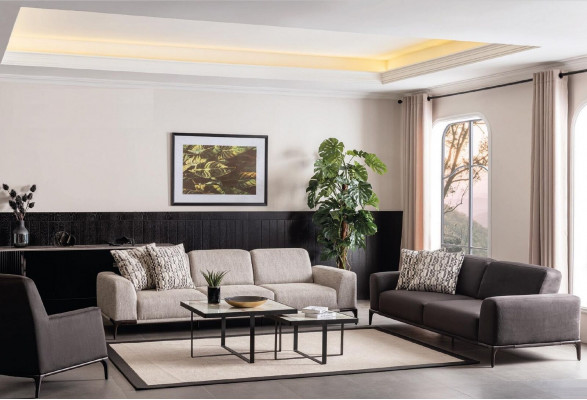 Pohovka 3místná hnědá Pohovky Styl Luxus obývacího pokoje Moderní design Potah