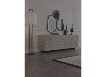 Obývací pokoj Zrcadlo Vitrína Skříň Elegantní design Luxus 2 kusy nové Béžová